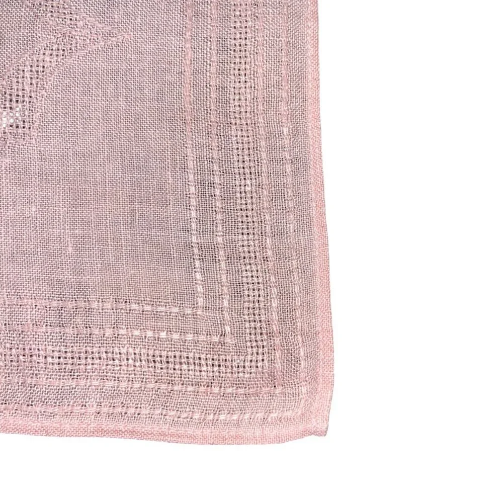 Vintage Linen Napkins Set 6 Blush Pink Peach Hemstitch 15